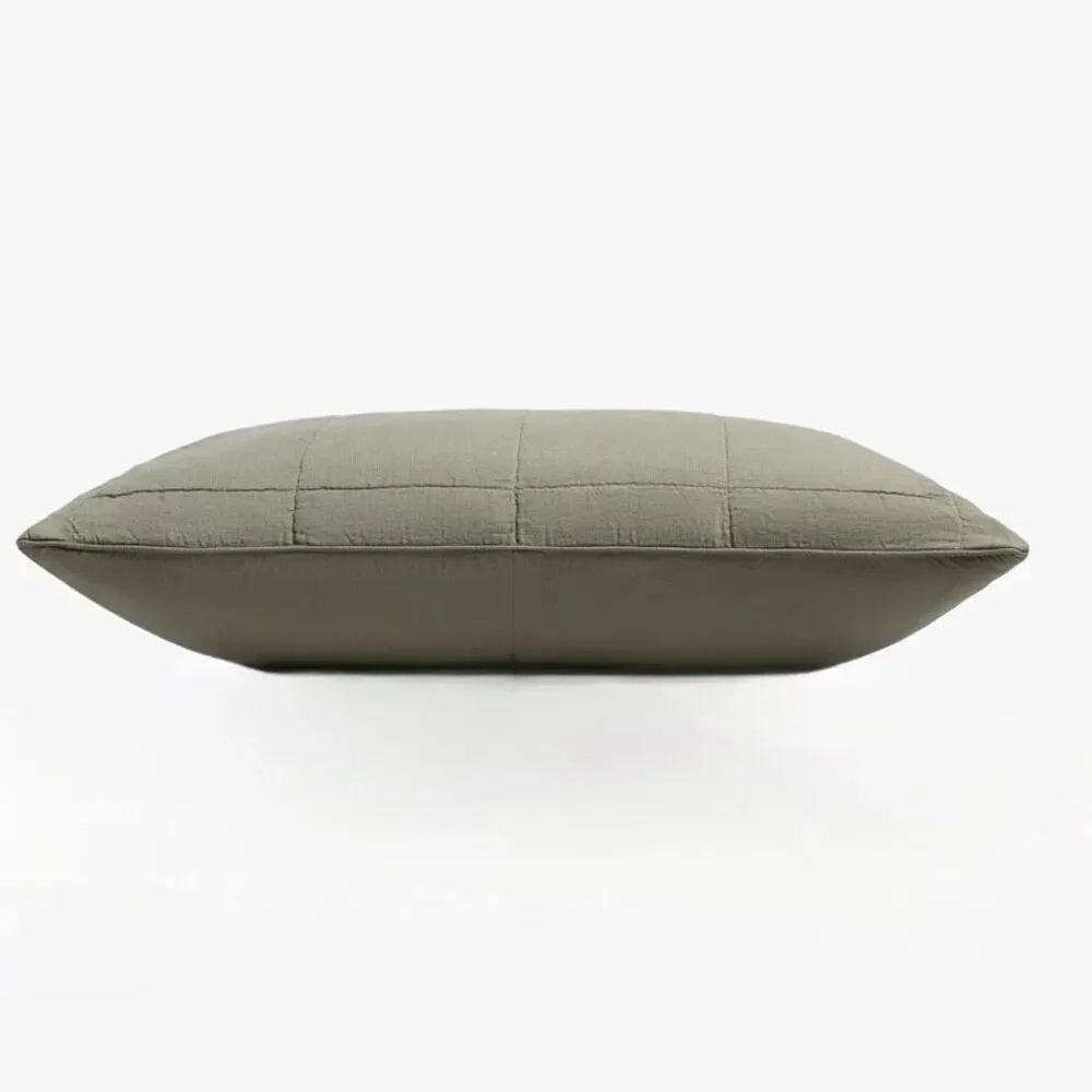 PARACHUTE Linen Box Quilted King Sham Moss